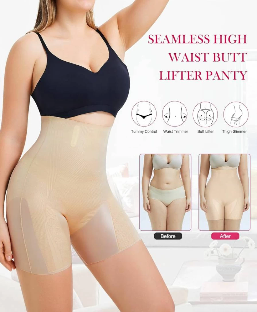 Gotoly Women's High Waist Tummy Control Shapewear - Seamless Butt Lifting Body Shaper Panties for Thigh Slimming & Posture Support