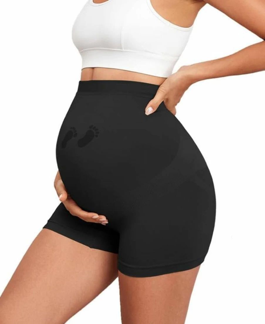 Y25D Seamless Maternity Shorts - High Waist Pregnancy Shapewear for Belly Support, Over Bump Underwear, Comfortable Under Dress Panties