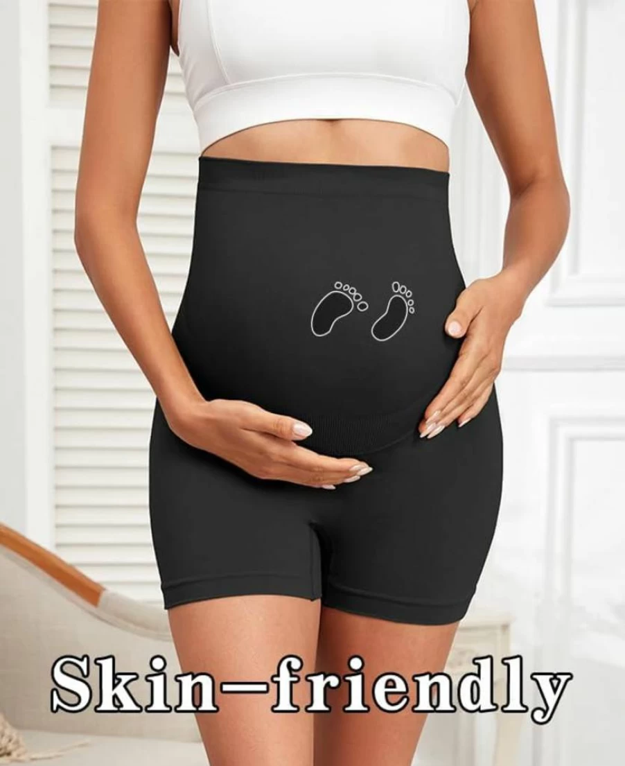 Y25D Seamless Maternity Shorts - High Waist Pregnancy Shapewear for Belly Support, Over Bump Underwear, Comfortable Under Dress Panties