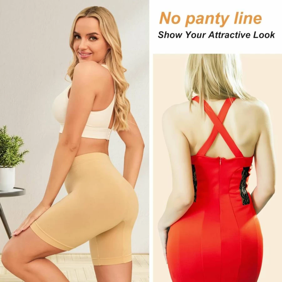 Nalwort Women's High Waisted Seamless Smooth Shorts 3-Pack - Breathable Slip Shorts for Under Dresses & Skirts