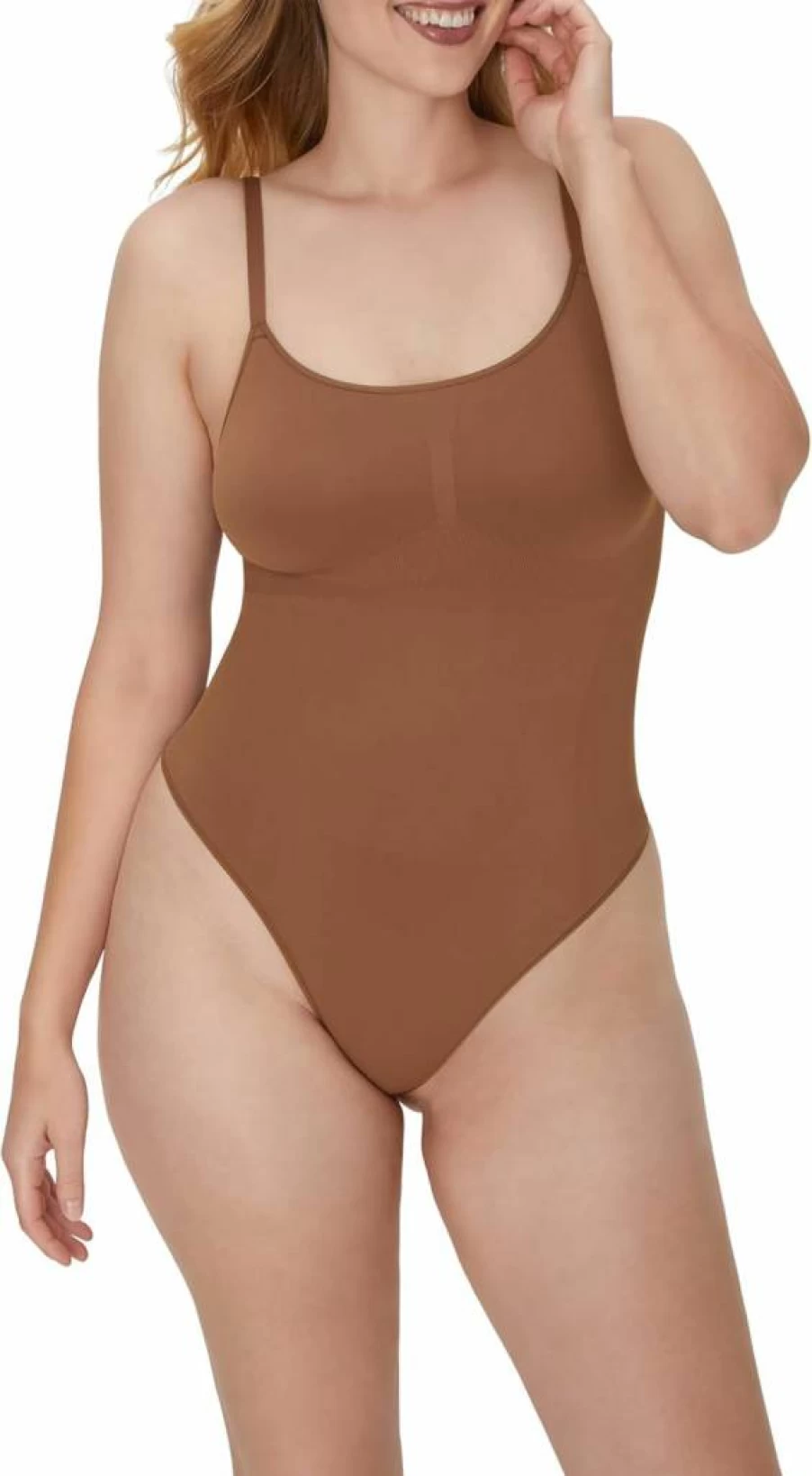 Maidenform Women's Firm Control Seamless Thong Bodysuit - Tummy Shaping Shapewear for Everyday Wear