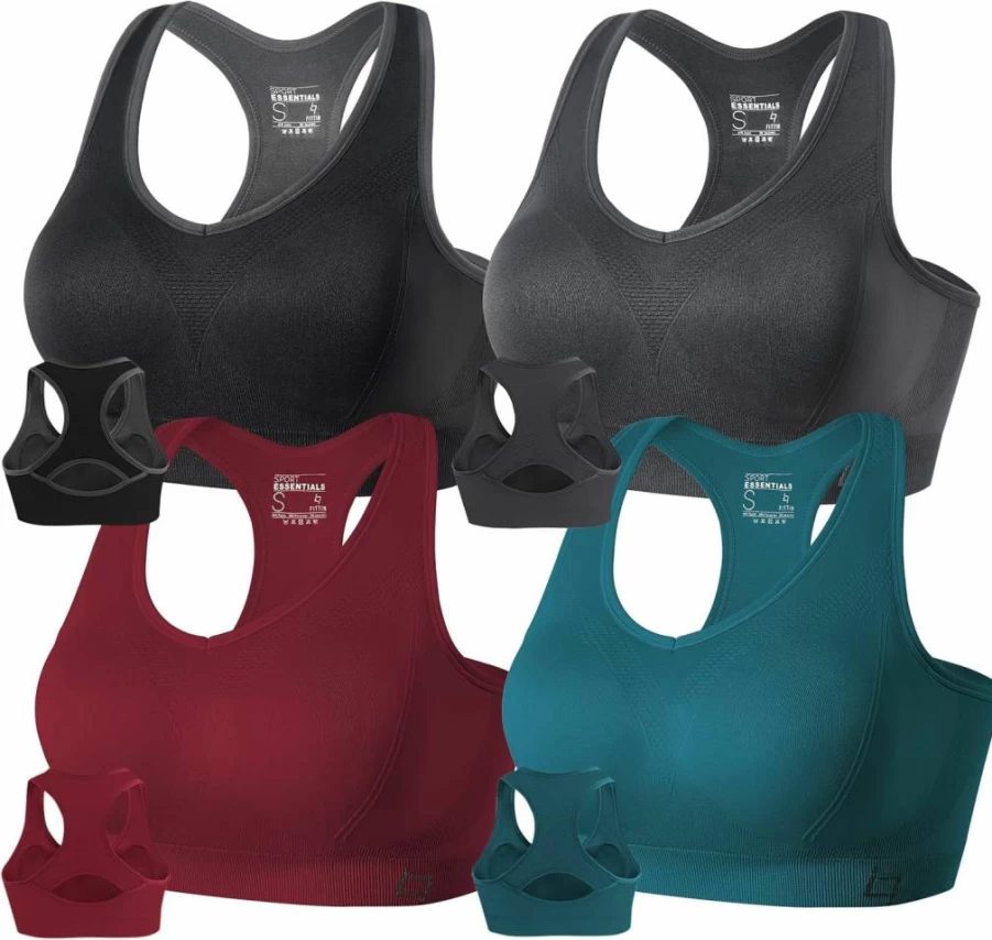 FITTIN Women's Seamless Racerback Sports Bra - Padded Support for Yoga, Gym & Workout Fitness