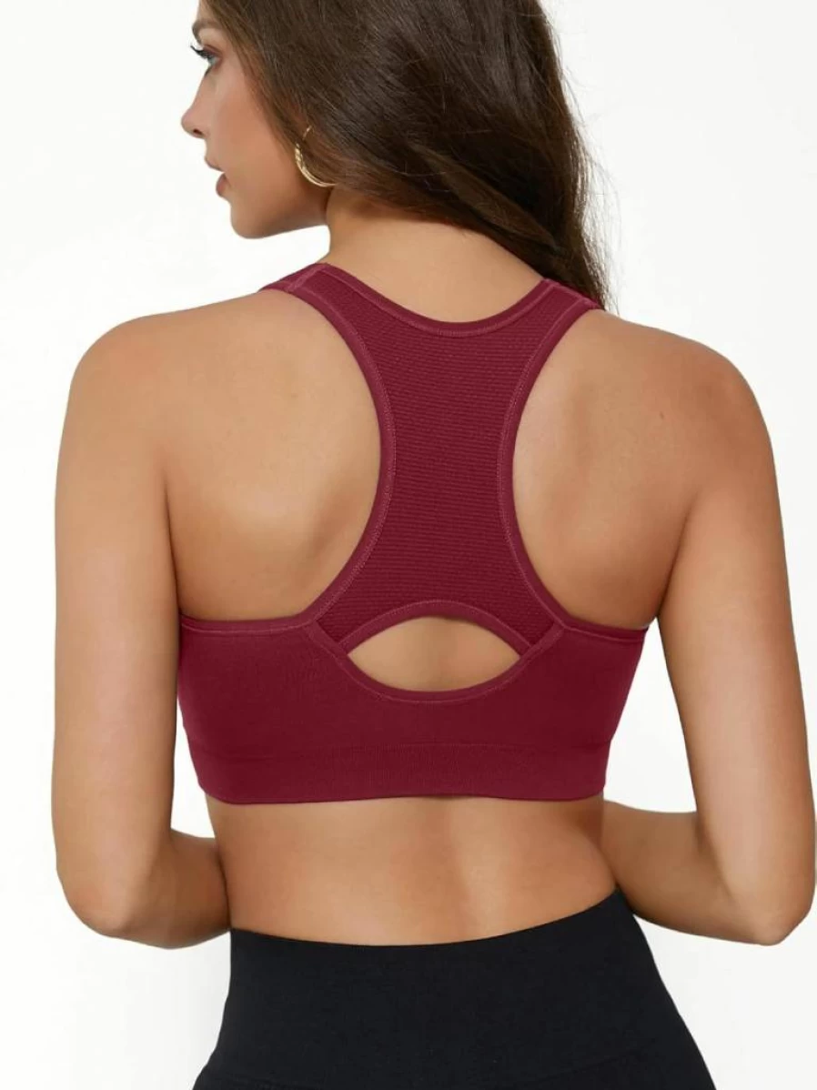 FITTIN Women's Seamless Racerback Sports Bra - Padded Support for Yoga, Gym & Workout Fitness
