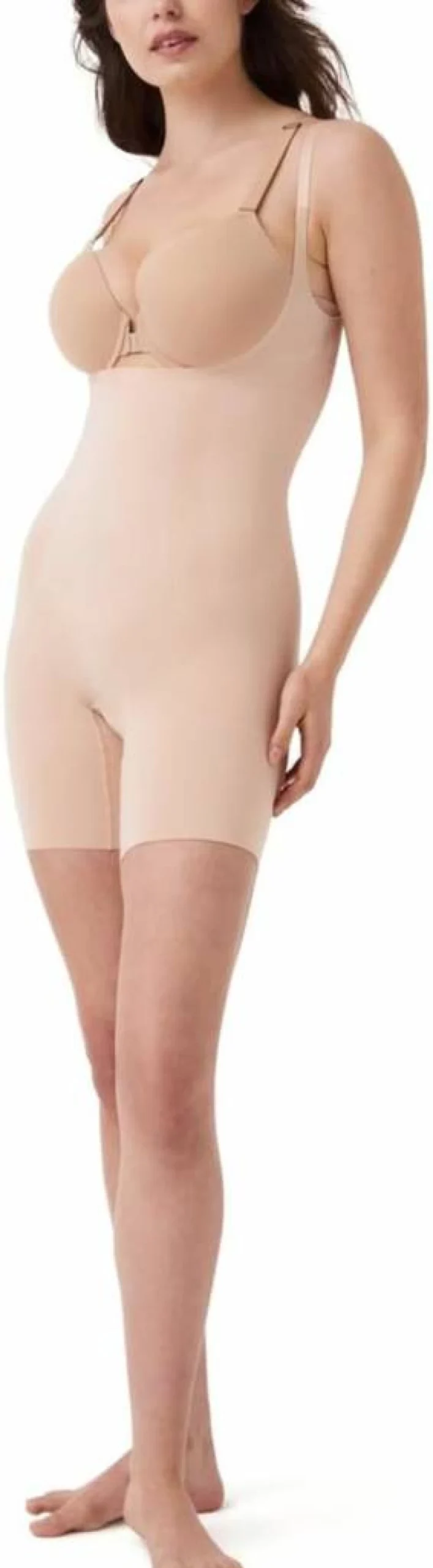 SPANX Women's OnCore Open Bust Mid-Thigh Bodysuit - Shapewear with Compression for Tummy Control & Thigh Slimming