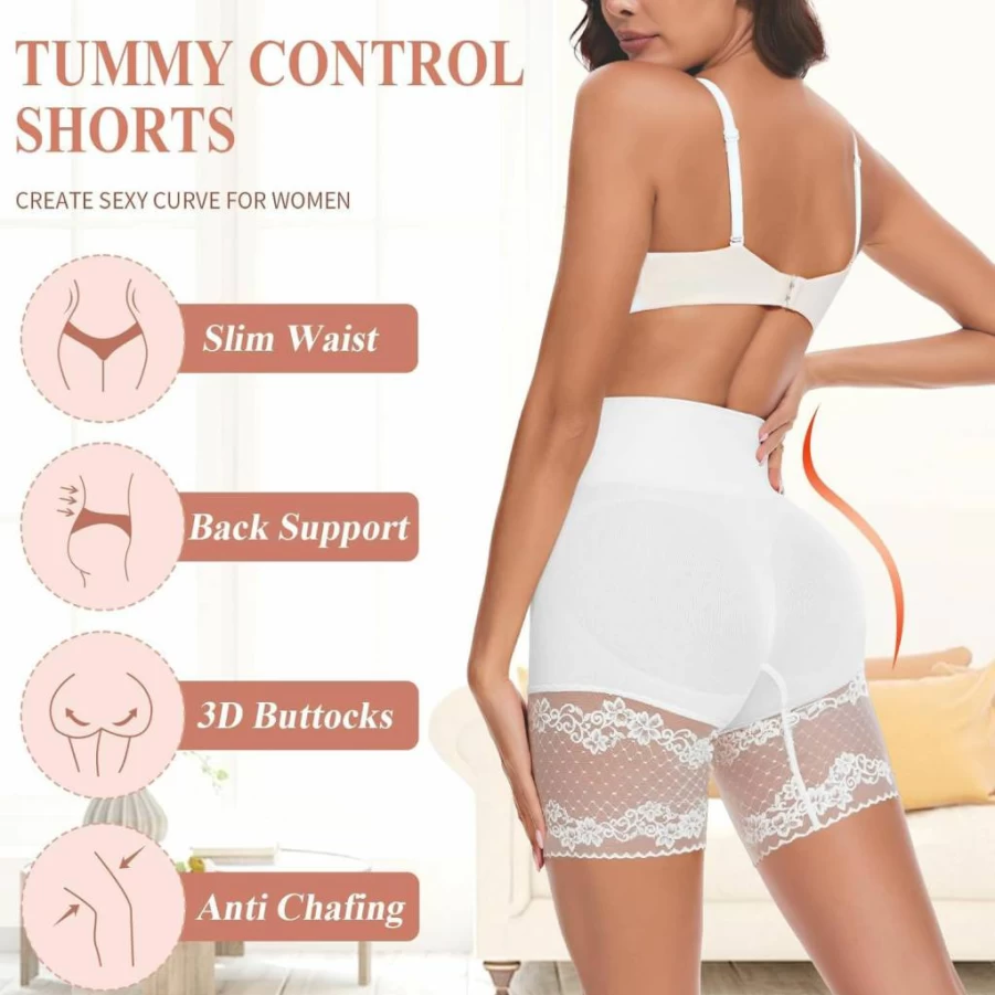 Miguofan Women's Seamless Tummy Control Shapewear Shorts – Mid Waist Body Shaper Underwear for Dresses