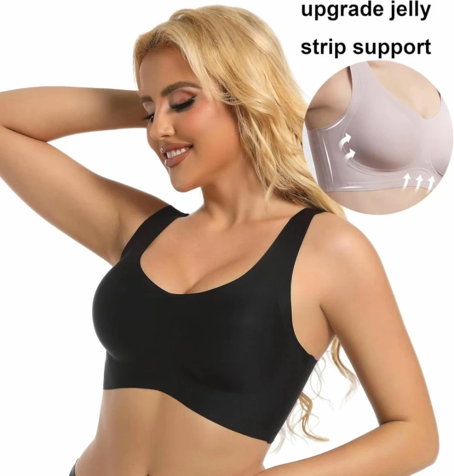 PRETTYWELL Women's Seamless Sleep Bra - Ultra Soft Comfort Wireless Lounge Bra with Removable Pads for A to D Cups