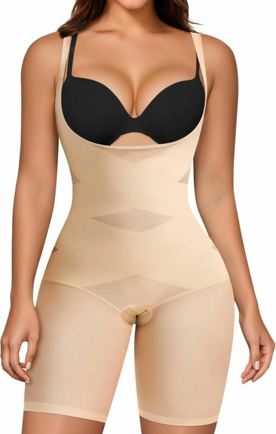 Nebility Full Body Shapewear for Women - Open Bust Tummy Control Bodysuit, Seamless Faja Compression Shaper for Smoothing & Slimming