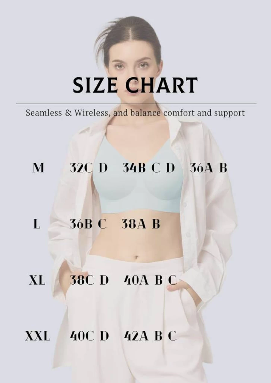 Quttlzze Wireless Seamless Bra for Women - No Underwire Full Coverage V Neck Push Up Bralette, Ultra Comfortable Tshirt Bra