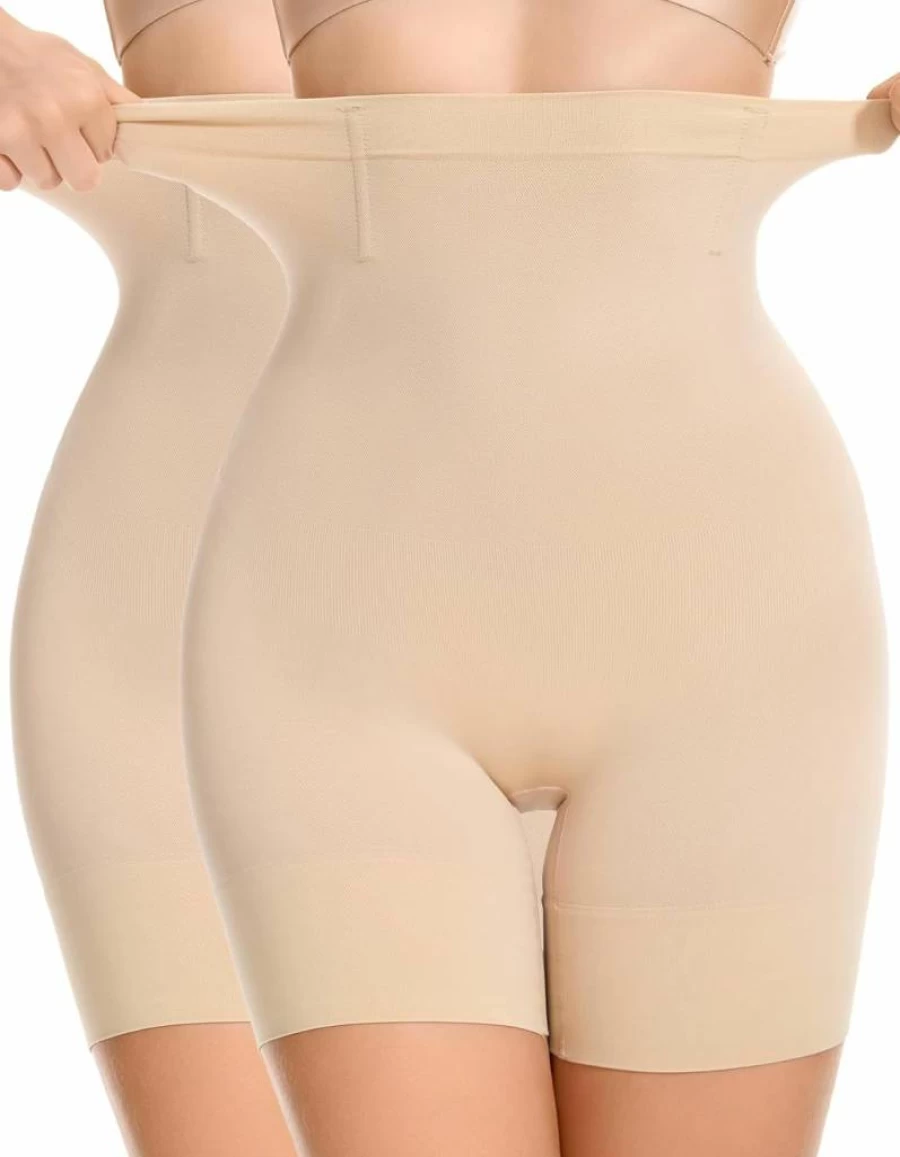 SIMIYA Women's 5-in-1 High Waisted Tummy Control Shapewear Shorts - Body Shaper Girdle Boyshort for Under Dresses