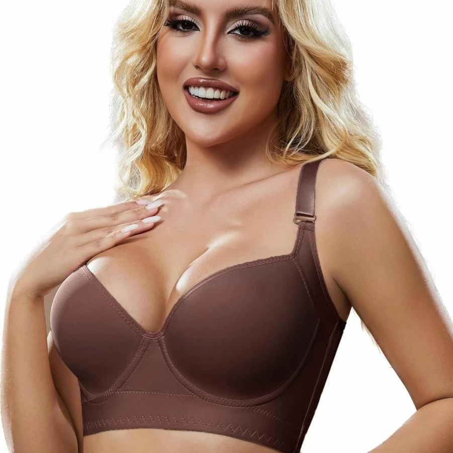 Simpyiss Seamless Push Up Bra for Women - Smoothing Back Fat, Comfortable T-Shirt Bra with Support (34B-46DD)