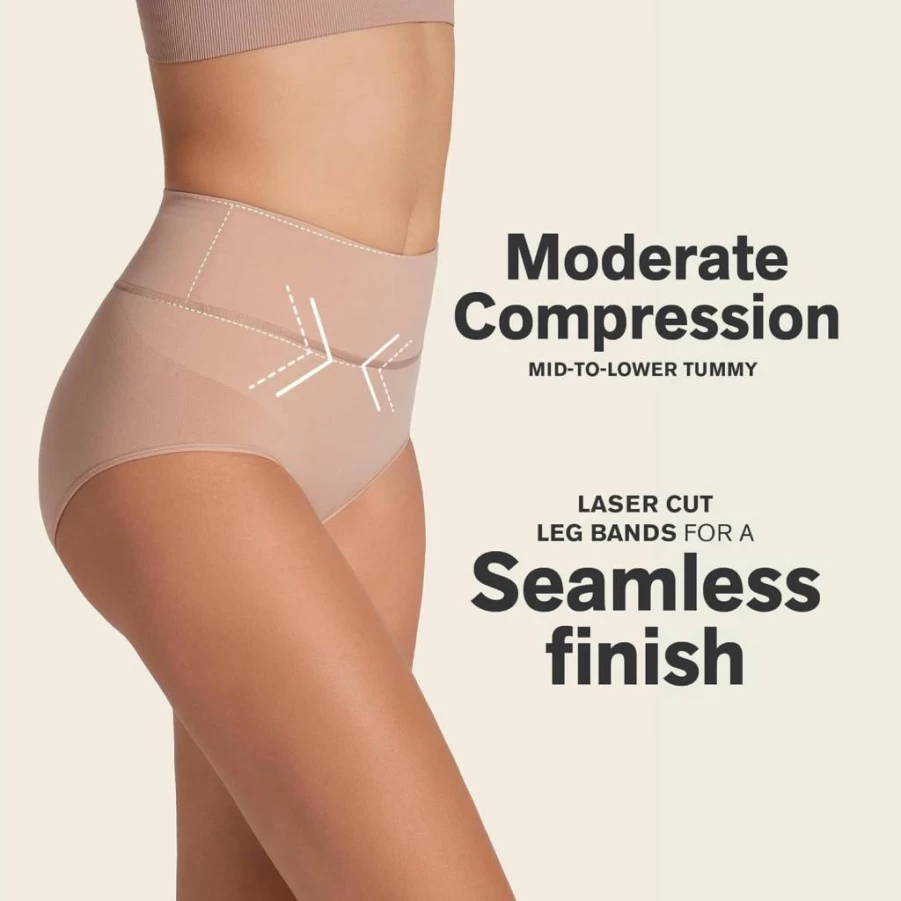 Leonisa High Waisted Tummy Control Panties for Women - Slimming Compression Underwear