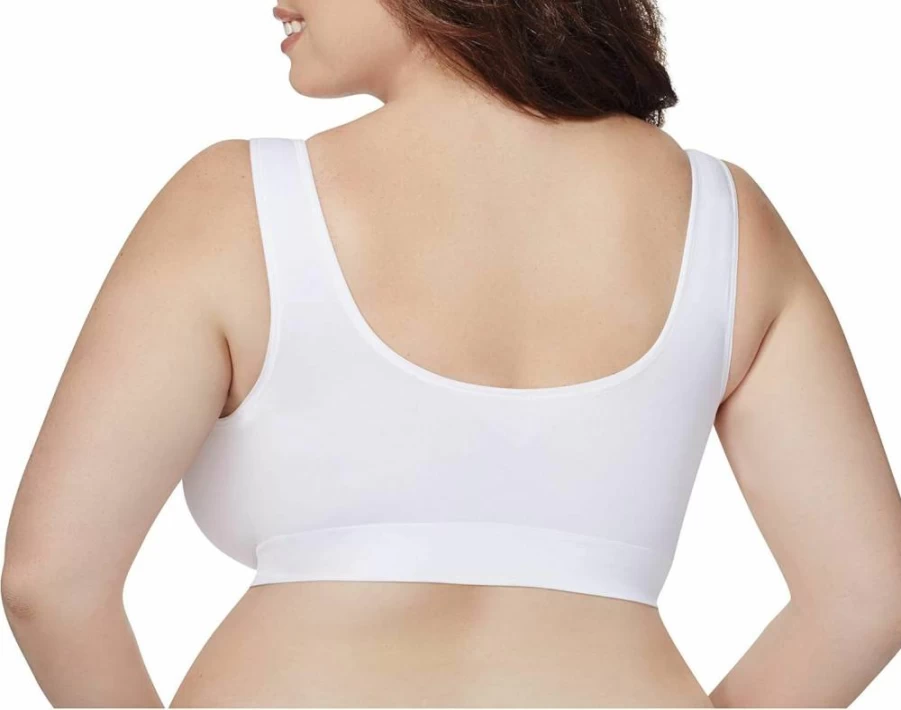 JUST MY SIZE Women's Front-Close Wireless Bra - Seamless Pure Comfort T-Shirt Bra MJ1274 for Cooling Support