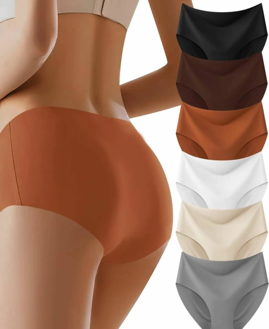 AIVEITE Women's High Waisted No Show Underwear 6 Pack - Full Coverage Seamless Panties for Ladies