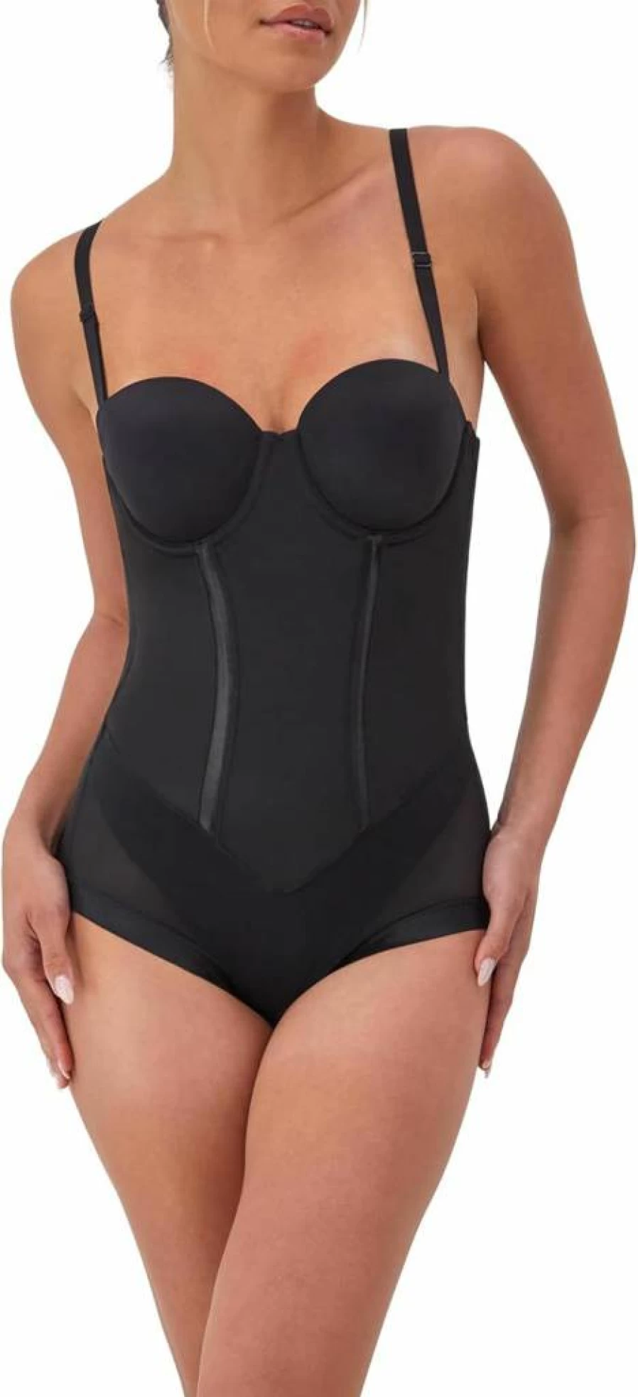 Maidenform Women's Ultra Firm Tummy Control Shapewear Bodysuit with Built-In Convertible Strapless Bra