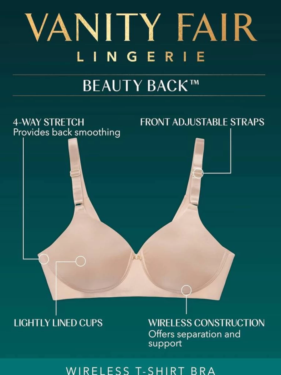 Vanity Fair Women's Full Coverage Bra 4-Way Stretch Lightly Lined Smoothing Back Support Up to DD Cup
