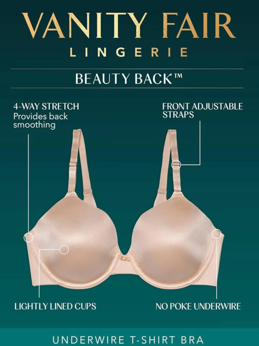 Vanity Fair Women's Full Coverage Bra 4-Way Stretch Lightly Lined Smoothing Back Support Up to DD Cup