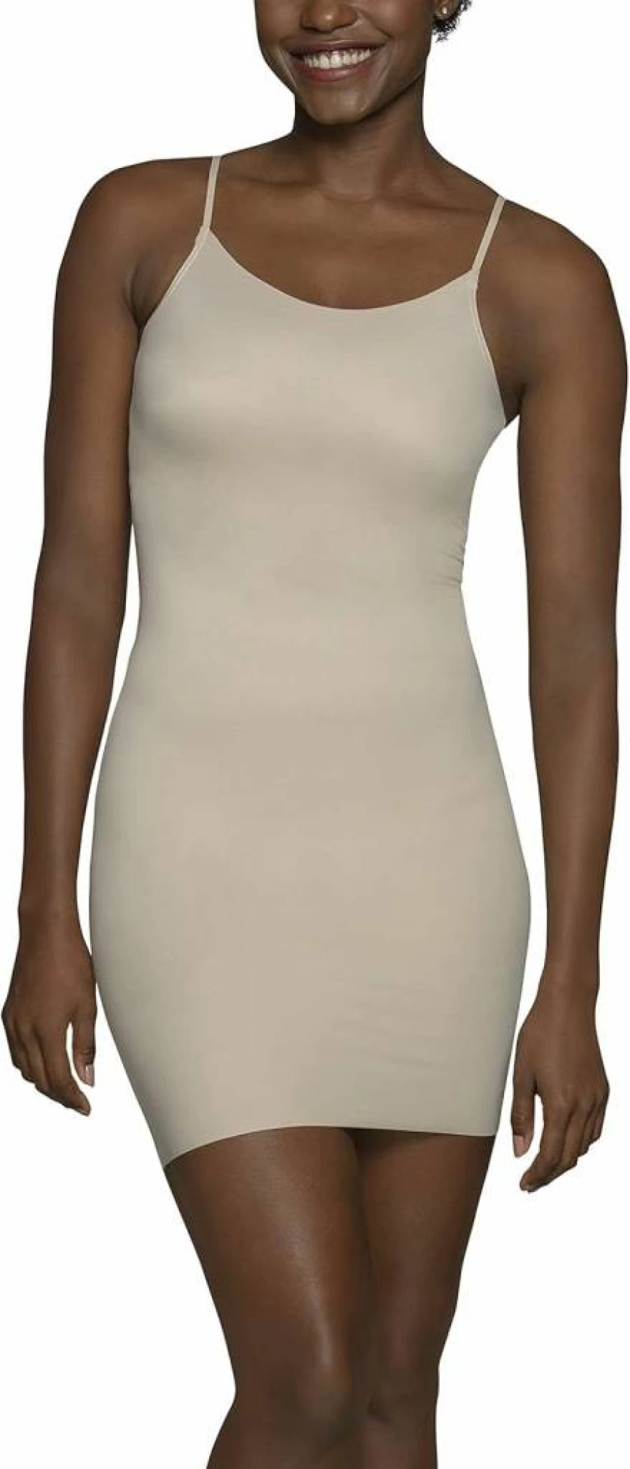 Vanity Fair Women's Tummy Control Cami Slip Dress with Adjustable Spaghetti Straps - Seamless Smoothing Shapewear