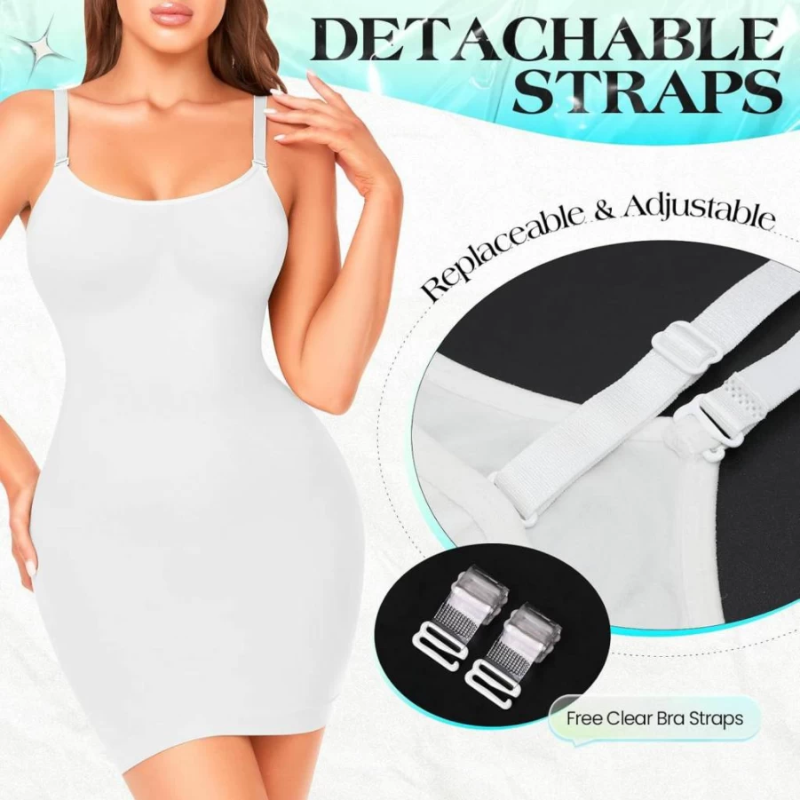 Fortix Women's Tummy Control Shapewear Slip - Seamless Full Slip with Spaghetti Straps for Under Dresses