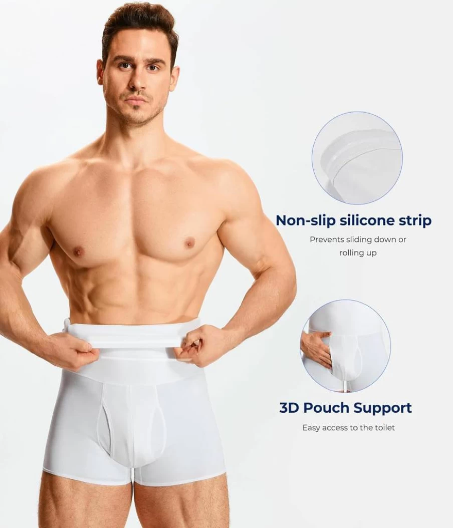 TAILONG Men's High Waist Slimming Boxer Briefs - Tummy Control Underwear, Seamless Body Shaper Girdle Shorts for Comfort & Shape