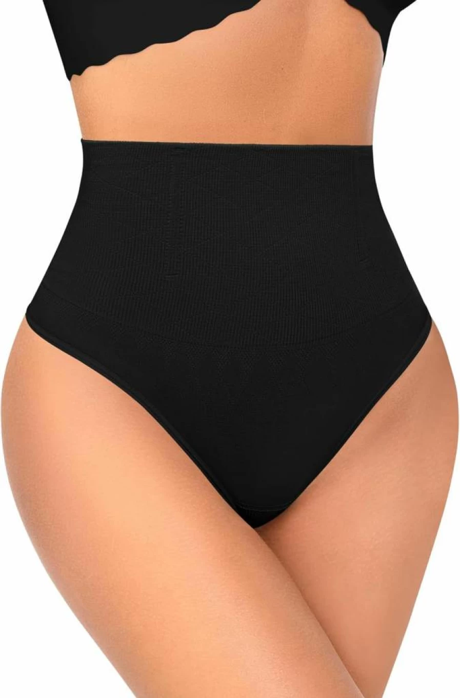 Sarin Mathews Women's High Waisted Tummy Control Thong Shapewear - Seamless Cotton Body Shaper Panties for Smoothing & Slimming
