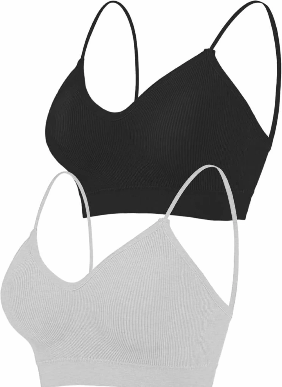 ZENUTA Women's 2-6Pcs Seamless Padded Sports Bra Set - Comfortable V-Neck Bralette for Everyday Wear, Sleeping & Workout