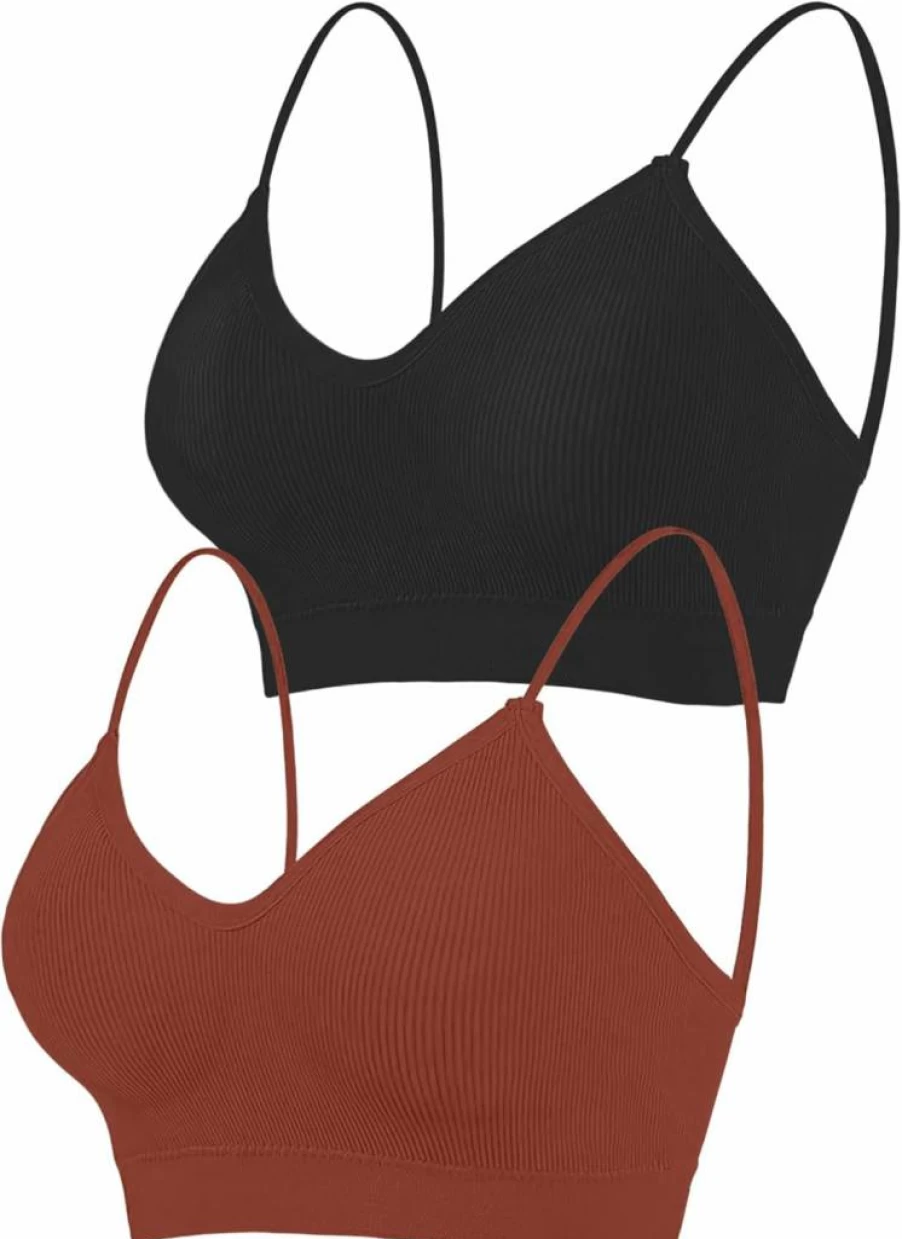 ZENUTA Women's 2-6Pcs Seamless Padded Sports Bra Set - Comfortable V-Neck Bralette for Everyday Wear, Sleeping & Workout