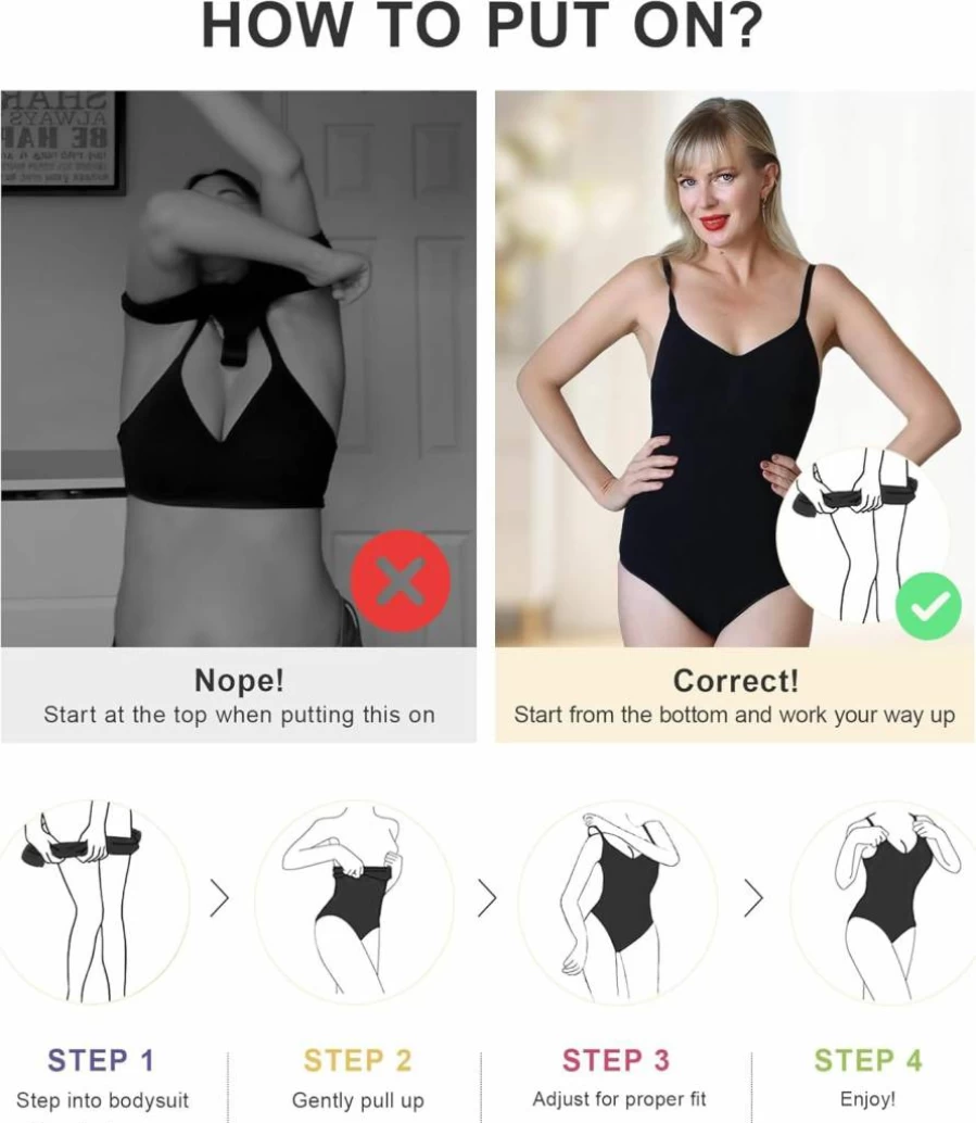 SHAPERX Women's Seamless Tummy Control Bodysuit - Waist Sculpting Shapewear for a Snatched Look