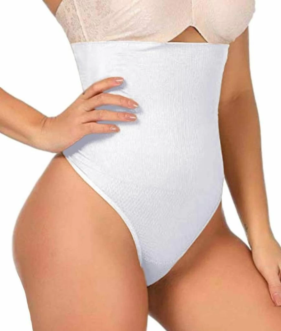 ShaperQueen High-Waisted Tummy Control Thong Shapewear for Women - Seamless Body Shaper Panty