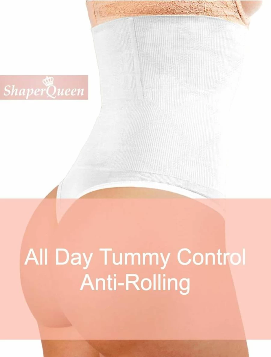 ShaperQueen High-Waisted Tummy Control Thong Shapewear for Women - Seamless Body Shaper Panty