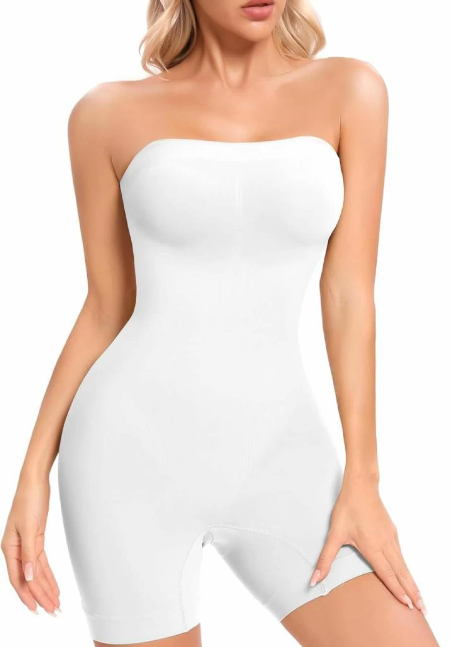 Fortix Women's Seamless Strapless Shapewear Bodysuit - Full Body Tummy Control Shaper for Under Dresses