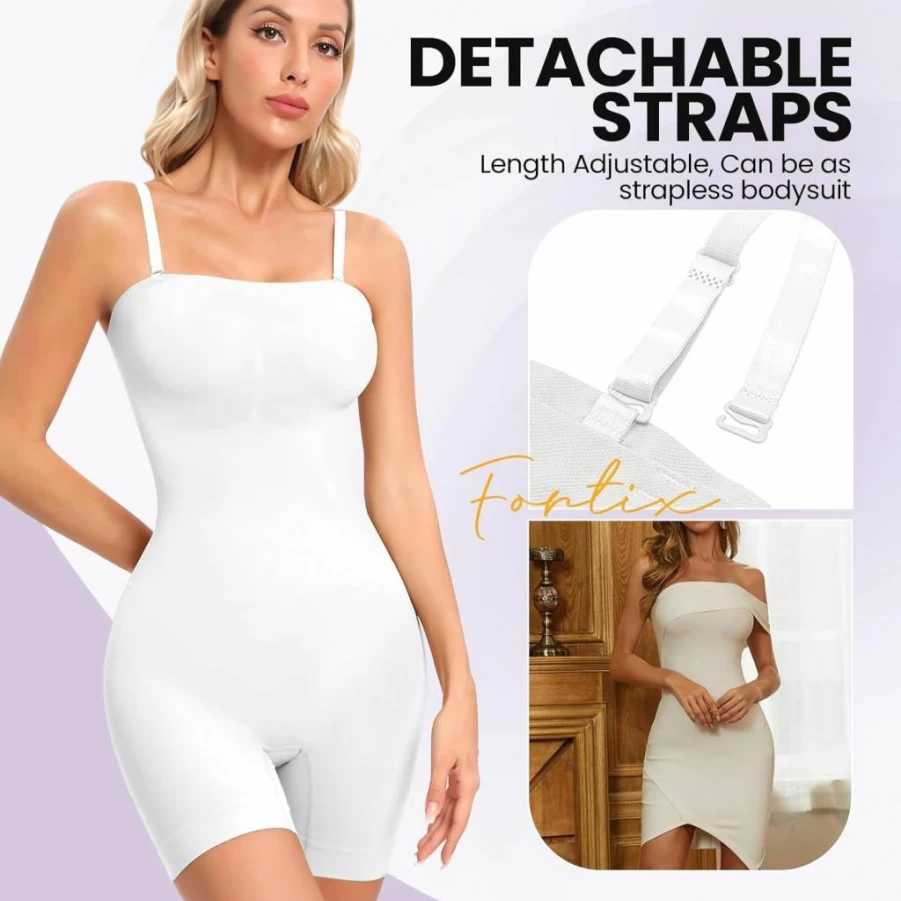 Fortix Women's Seamless Strapless Shapewear Bodysuit - Full Body Tummy Control Shaper for Under Dresses