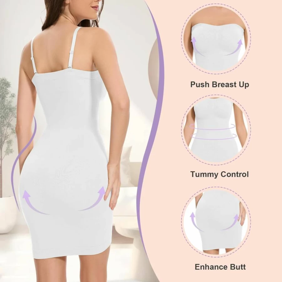 Ysabeloom Women's Seamless Strapless Shapewear Slip Dress - Tummy Control Body Shaper for Under Dresses