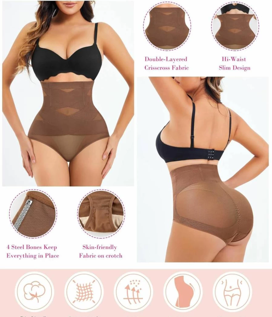 Nebility Women's High Waist Tummy Control Shapewear - Body Shaper for Slimming & Posture Support