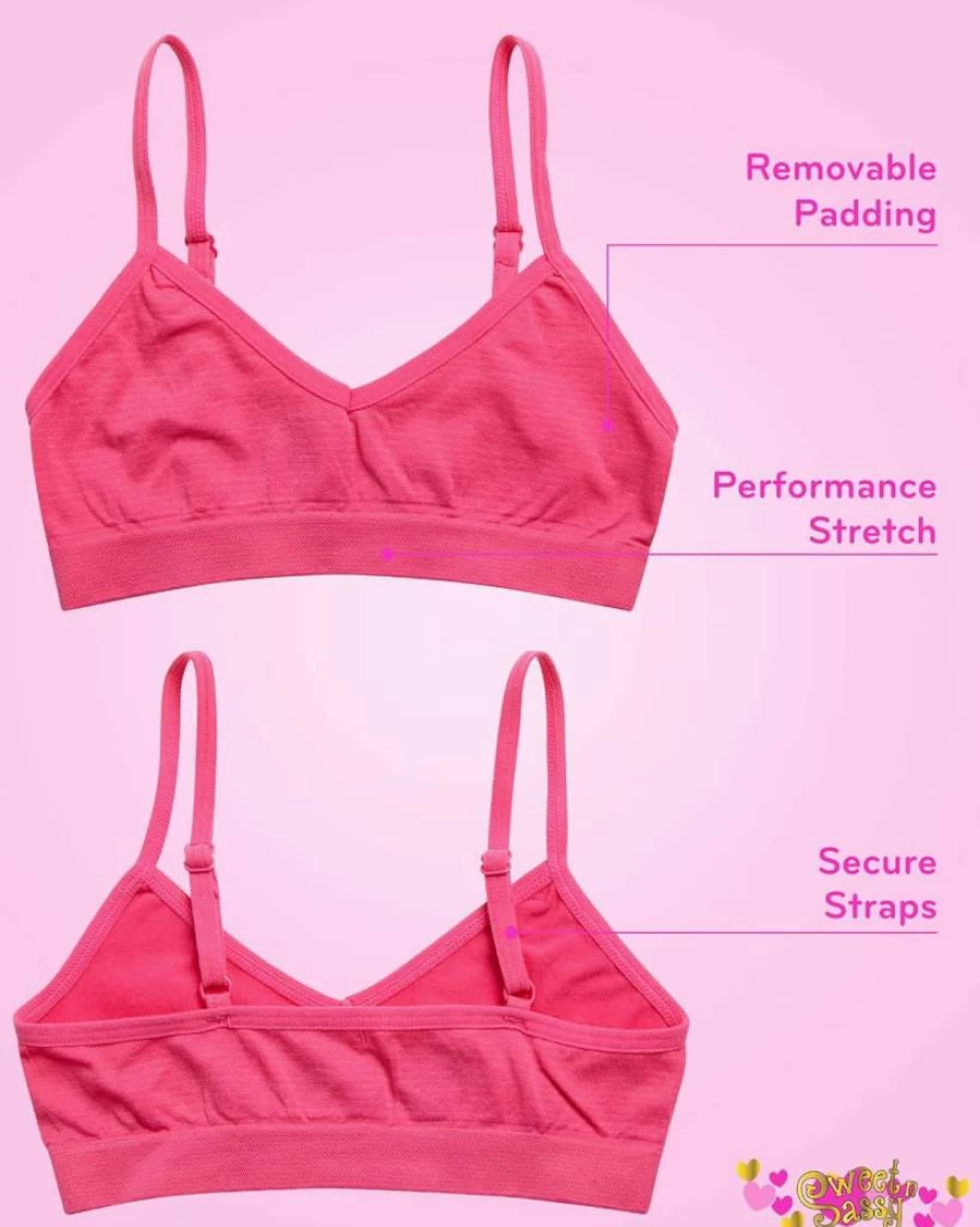 Sweet & Sassy Girls 9-Pack Seamless Training Bras - Stretch Performance Camis for Teens & Tweens