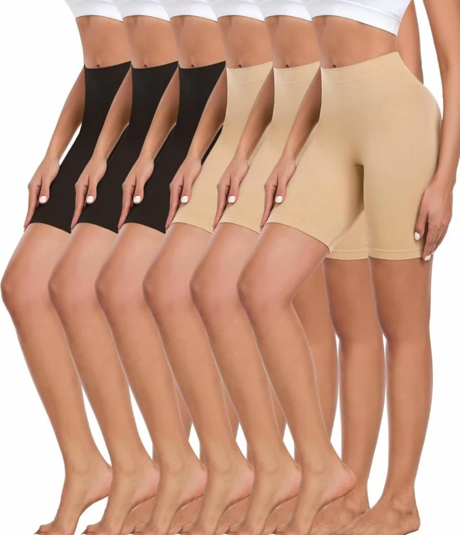 Okimay 6 Pack Women's Anti-Chafing Slip Shorts - Seamless Boyshorts Underwear for Dresses, Smoothing Panties