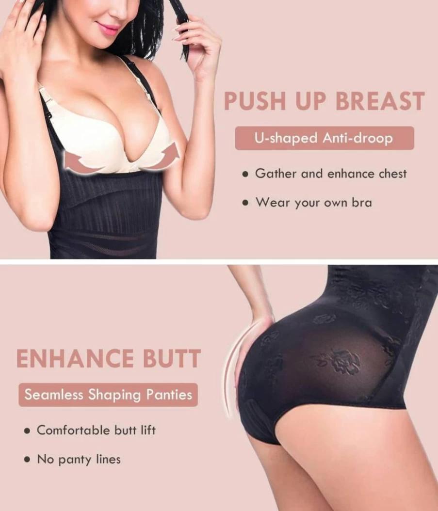 MISS MOLY Women's Tummy Control Shapewear Bodysuit - Open Bust Sculpting Body Shaper for Slimming & Smoothing