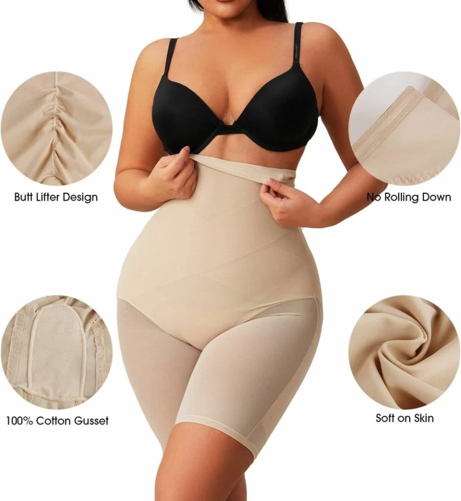 MOVWIN High Waisted Shapewear for Women - Tummy Control Butt Lifting Body Shaper Shorts with Thigh Slimming