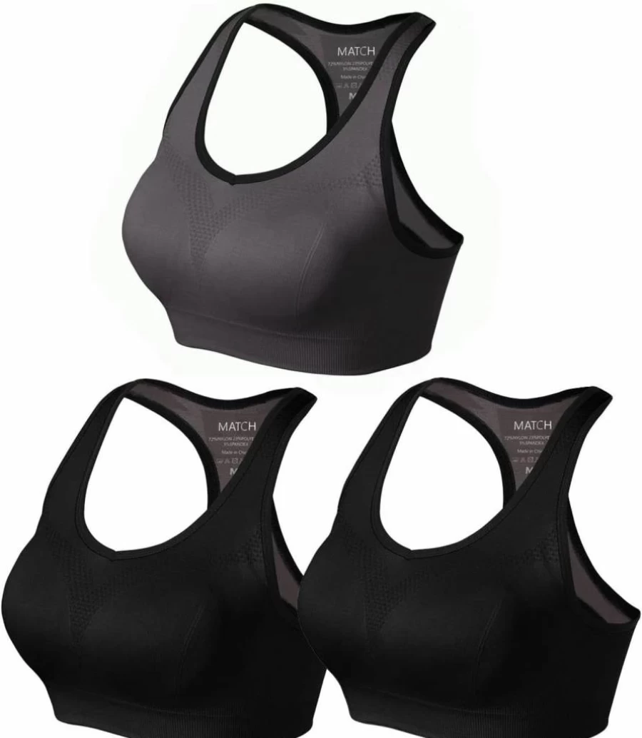 Match Women's Racerback Sports Bra - Seamless Padded Workout Top for Yoga, Gym, Running & Fitness