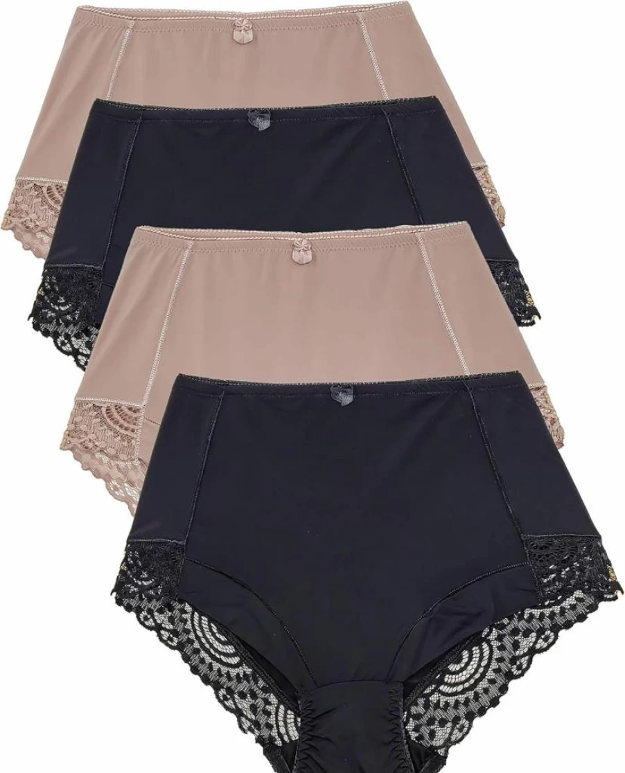 Barbra Lingerie Women's Tummy Control Underwear 4-Pack - High Waisted Girdle Panties for Plus Size S-XXXL