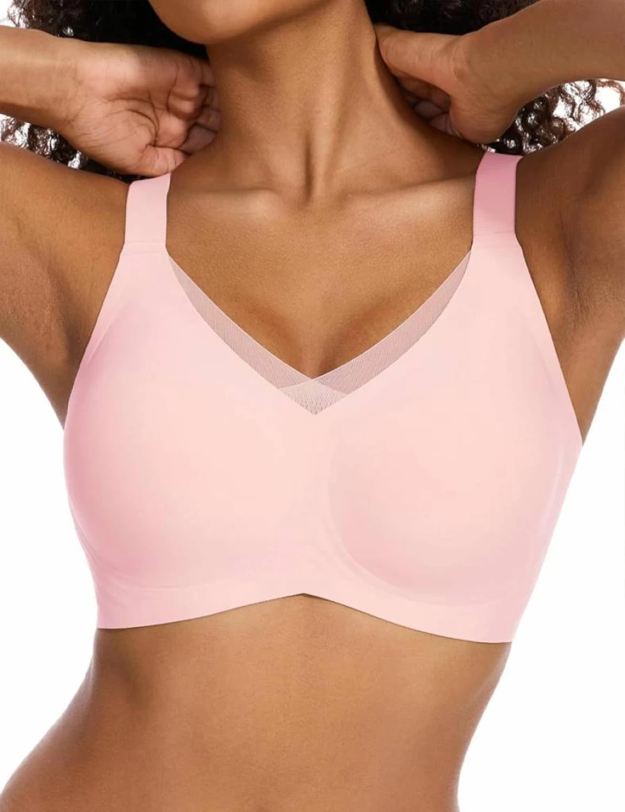 GXOULRRA Women's Wireless Lace Push Up Bra - Seamless Full Coverage Comfortable Bralette No Underwire