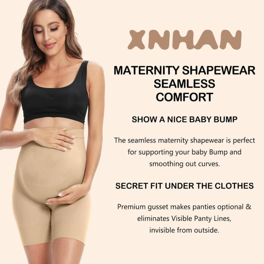 XNHAN Secret Fit Shaper Panty - Seamless Maternity Shapewear for Belly Support, Thigh Chafing Prevention, Comfortable Postpartum Underwear for Women S-XXXL