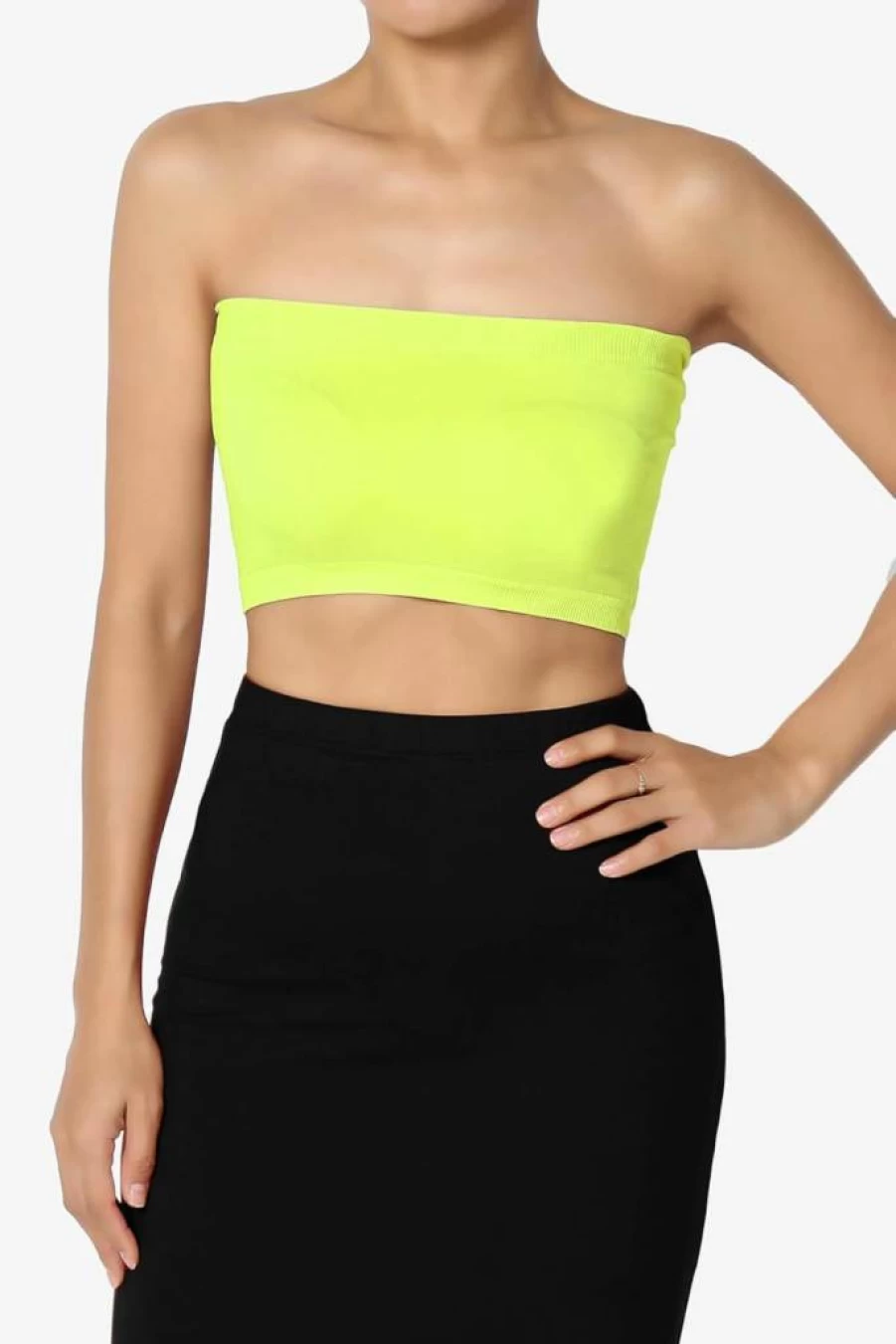 TheMogan Women's Seamless Bralette - Strapless Tube Top, Nylon/Spandex Stretch, Comfortable Wireless Bandeau Bra