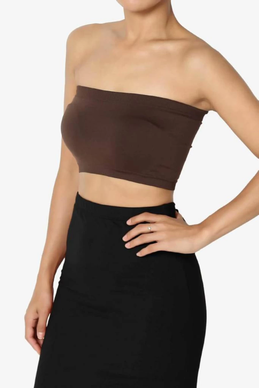 TheMogan Women's Seamless Bralette - Strapless Tube Top, Nylon/Spandex Stretch, Comfortable Wireless Bandeau Bra