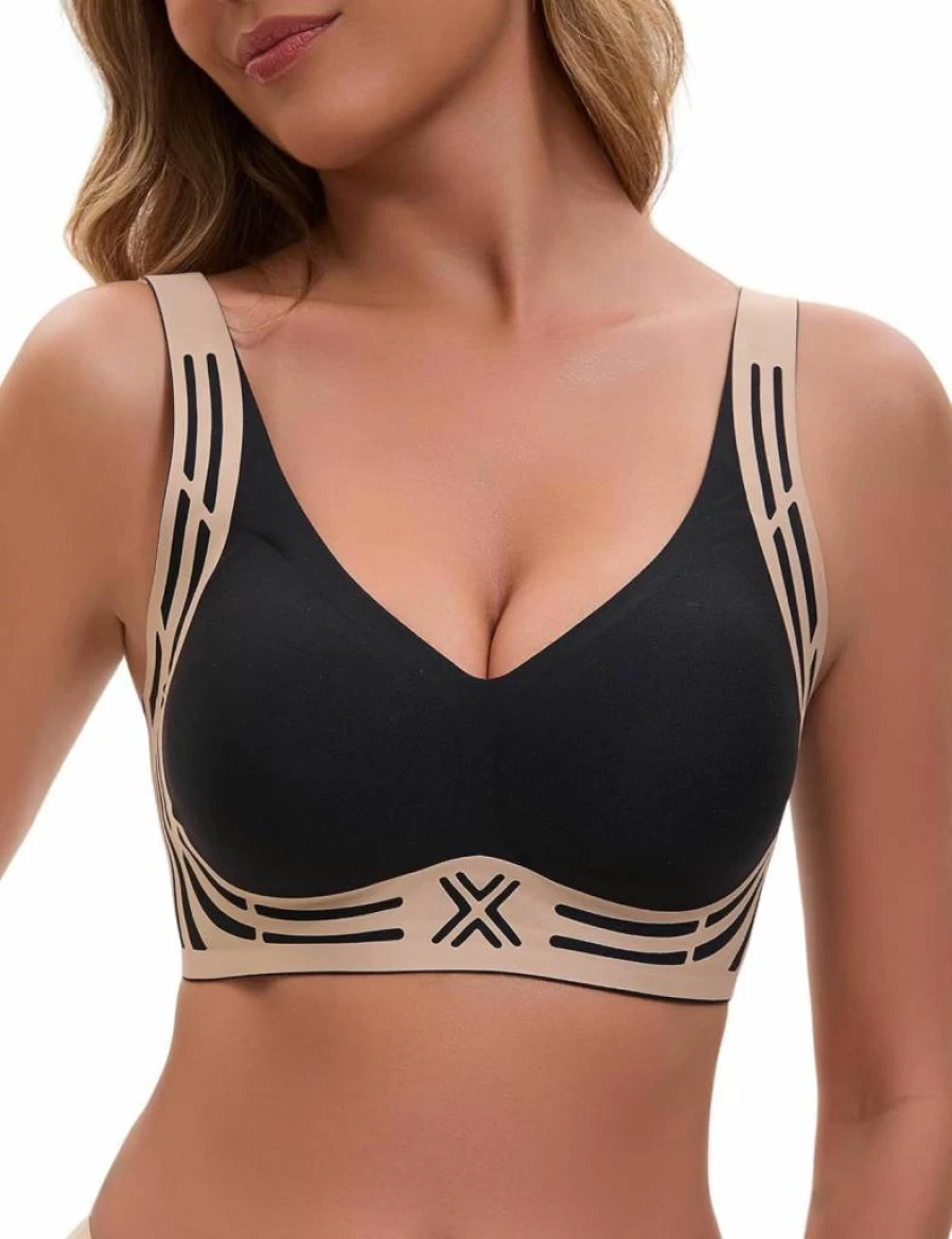 LAJERIN Women's Wireless Push Up Bra - Soft, Seamless, Comfortable Deep V Full Coverage Everyday Bra No Underwire Support