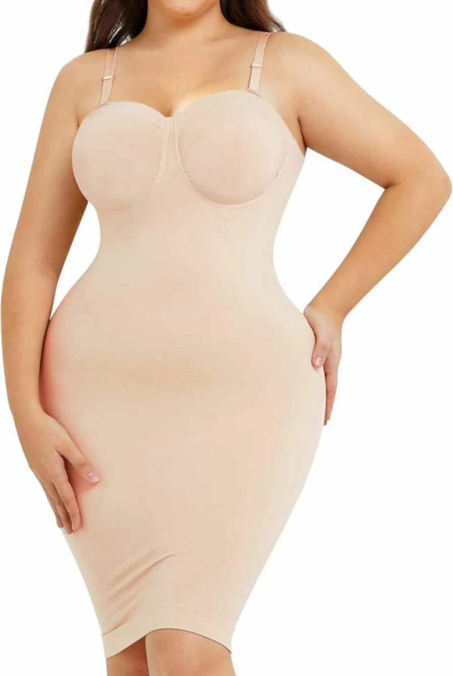 Nebility Women's Strapless Shapewear Bodysuit - Tummy Control Seamless Slip for Dresses