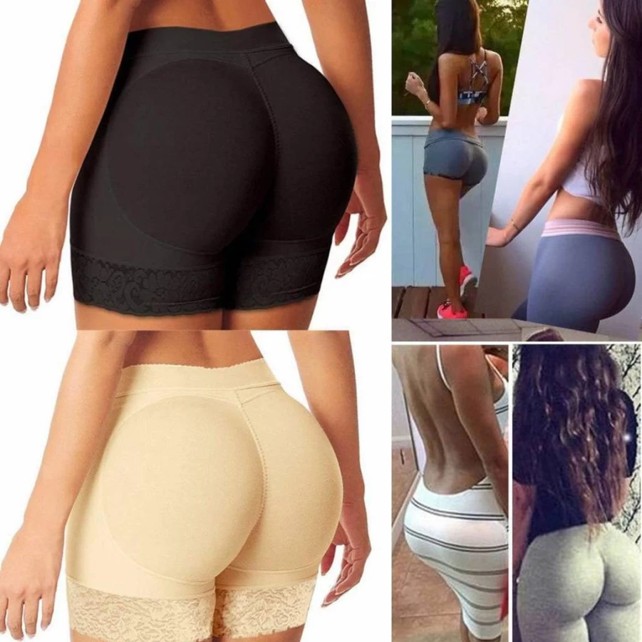 FLORATA Women's Seamless Lace Boy Shorts - Padded Shapewear for Hip Enhancement & Butt Lifting