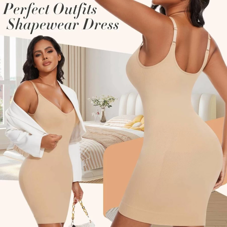 Betaven Women's Seamless Strapless Shapewear Dress - Tummy Control Full Slip for Under Dresses