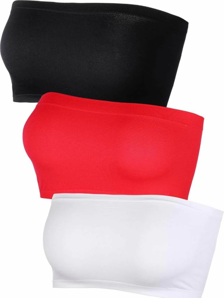 HESTYA Women's 3-Piece Strapless Bralette Set - Seamless, Stretchy Bandeau Tube Top Bra Non-Padded Multi Color Comfortable Loungewear