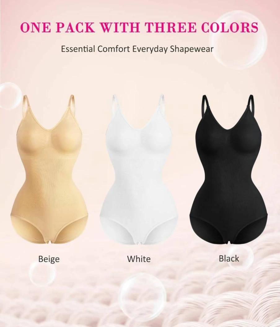 Nebility Women's Tummy Control Shapewear Bodysuit - Seamless Waist Trainer with Round Neck for Slimming & Body Shaping