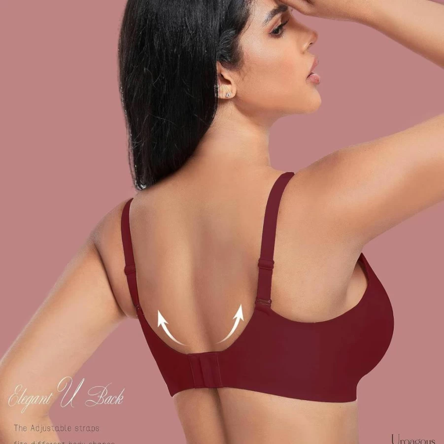 Uroagous Women's Wireless Deep V Plunge Bralette - Seamless No Underwire T-Shirt Bra with Extender